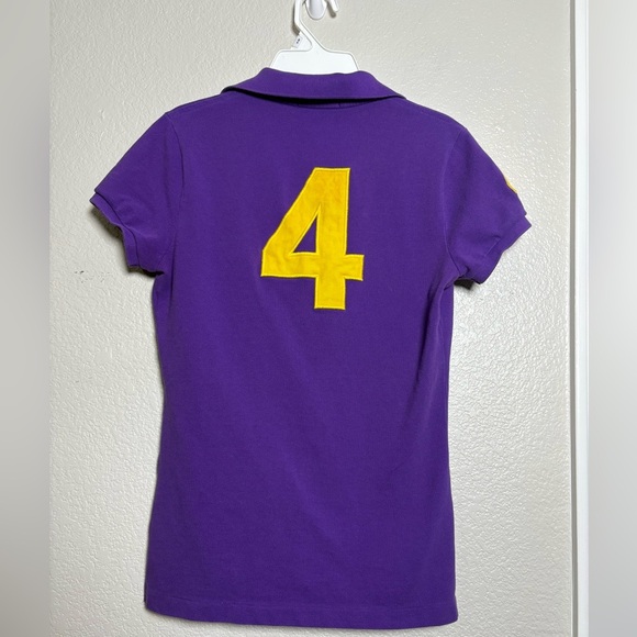 Polo Ralph Lauren The Skinny Polo Shirt in Purple w Large Pink Pony Logo, # 4. - Picture 7 of 11